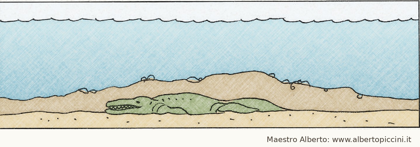 Fase 2 della fossilizzazione: i sedimenti ricoprono lo scheletro sul fondo del mare