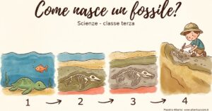 Il processo di fossilizzazione: schede a colori per la classe terza della primaria